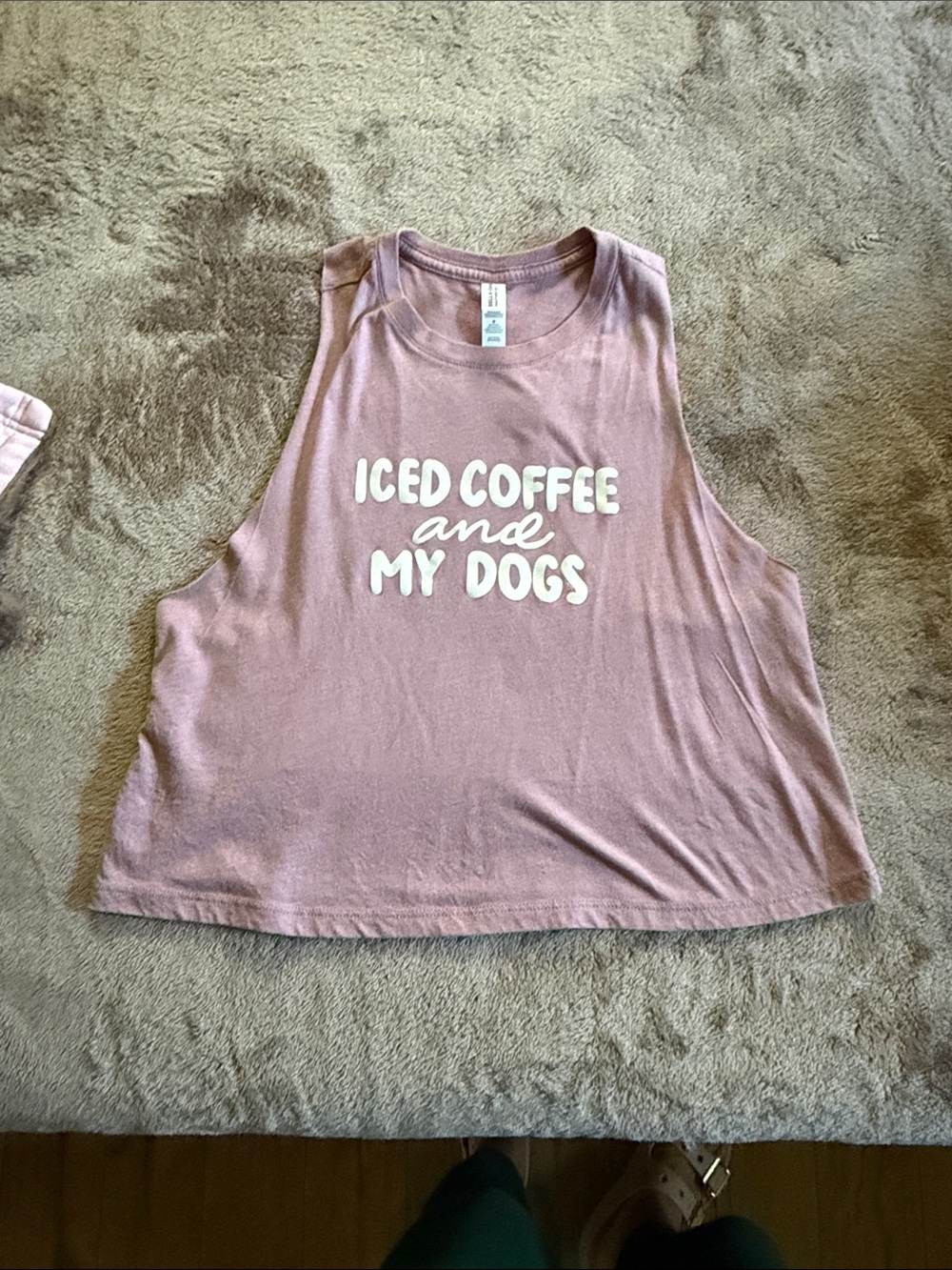 Bella Canvas Mauve Pink 'Iced Coffee and My Dogs' Graphic Tank